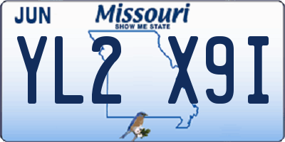 MO license plate YL2X9I