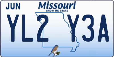 MO license plate YL2Y3A