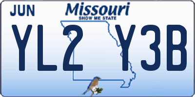MO license plate YL2Y3B