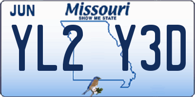 MO license plate YL2Y3D