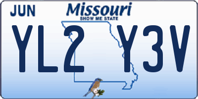 MO license plate YL2Y3V