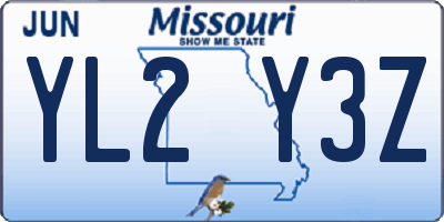 MO license plate YL2Y3Z