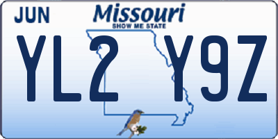 MO license plate YL2Y9Z