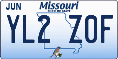MO license plate YL2Z0F