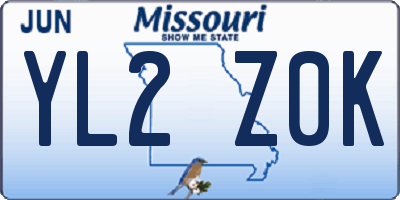 MO license plate YL2Z0K