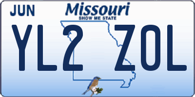 MO license plate YL2Z0L