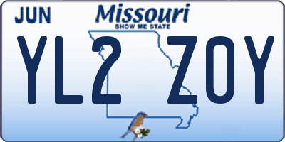 MO license plate YL2Z0Y