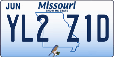 MO license plate YL2Z1D
