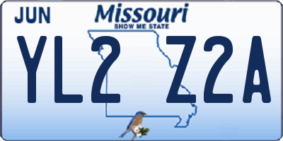 MO license plate YL2Z2A