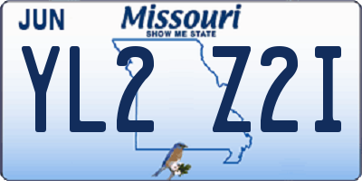 MO license plate YL2Z2I