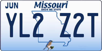 MO license plate YL2Z2T