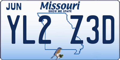 MO license plate YL2Z3D