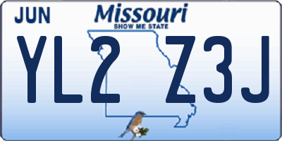 MO license plate YL2Z3J