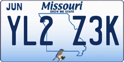 MO license plate YL2Z3K