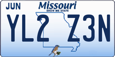 MO license plate YL2Z3N