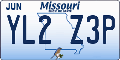 MO license plate YL2Z3P