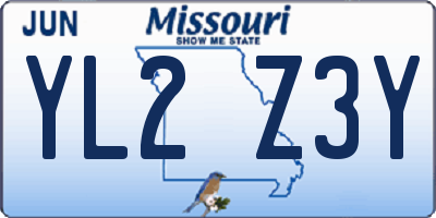 MO license plate YL2Z3Y
