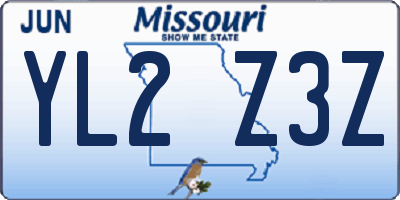 MO license plate YL2Z3Z