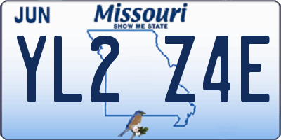 MO license plate YL2Z4E