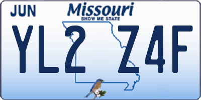 MO license plate YL2Z4F