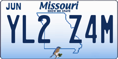 MO license plate YL2Z4M
