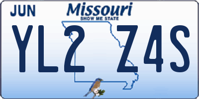 MO license plate YL2Z4S