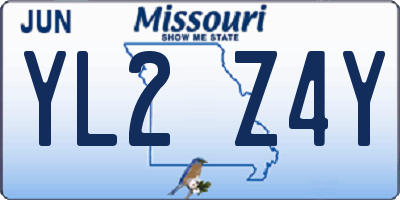 MO license plate YL2Z4Y