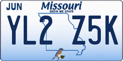 MO license plate YL2Z5K