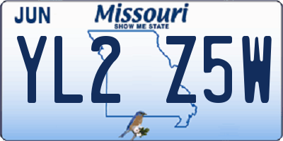 MO license plate YL2Z5W
