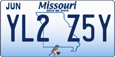 MO license plate YL2Z5Y