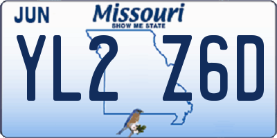 MO license plate YL2Z6D