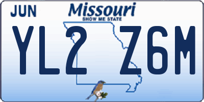 MO license plate YL2Z6M