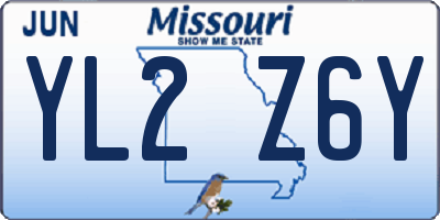 MO license plate YL2Z6Y