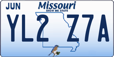 MO license plate YL2Z7A