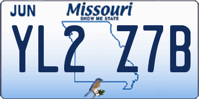 MO license plate YL2Z7B
