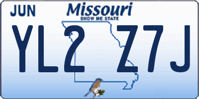 MO license plate YL2Z7J