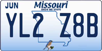 MO license plate YL2Z8B