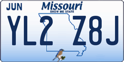 MO license plate YL2Z8J