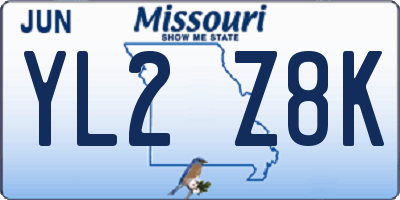 MO license plate YL2Z8K