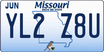 MO license plate YL2Z8U