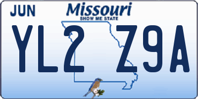 MO license plate YL2Z9A