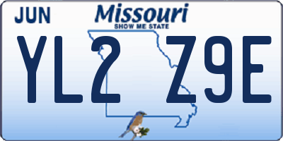 MO license plate YL2Z9E