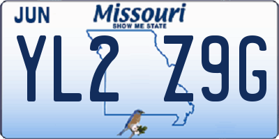 MO license plate YL2Z9G