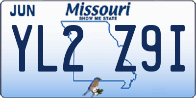 MO license plate YL2Z9I