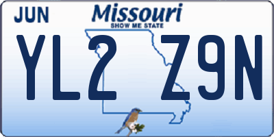 MO license plate YL2Z9N
