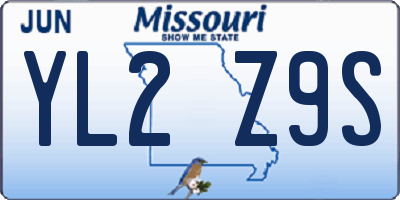 MO license plate YL2Z9S