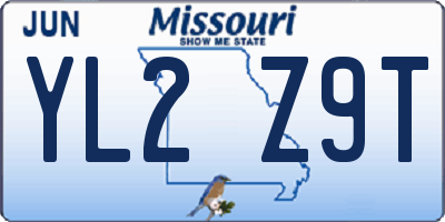 MO license plate YL2Z9T
