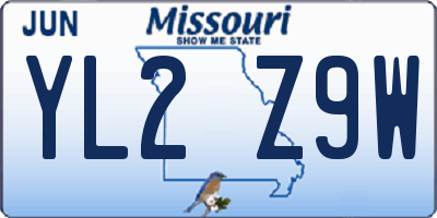 MO license plate YL2Z9W