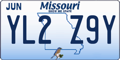 MO license plate YL2Z9Y