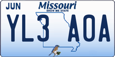 MO license plate YL3A0A